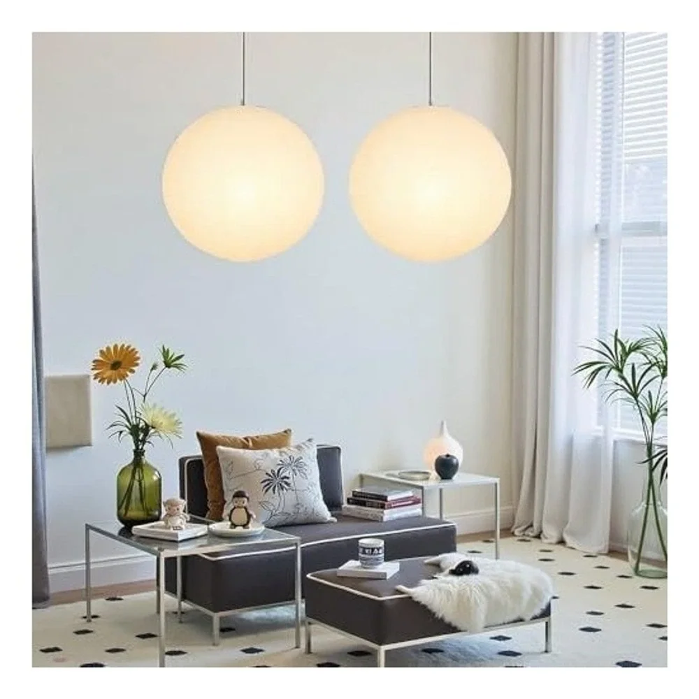 KJML 16 Inch Large Round Paper Lanterns DIY Hanging Pendant Lamp Shades White